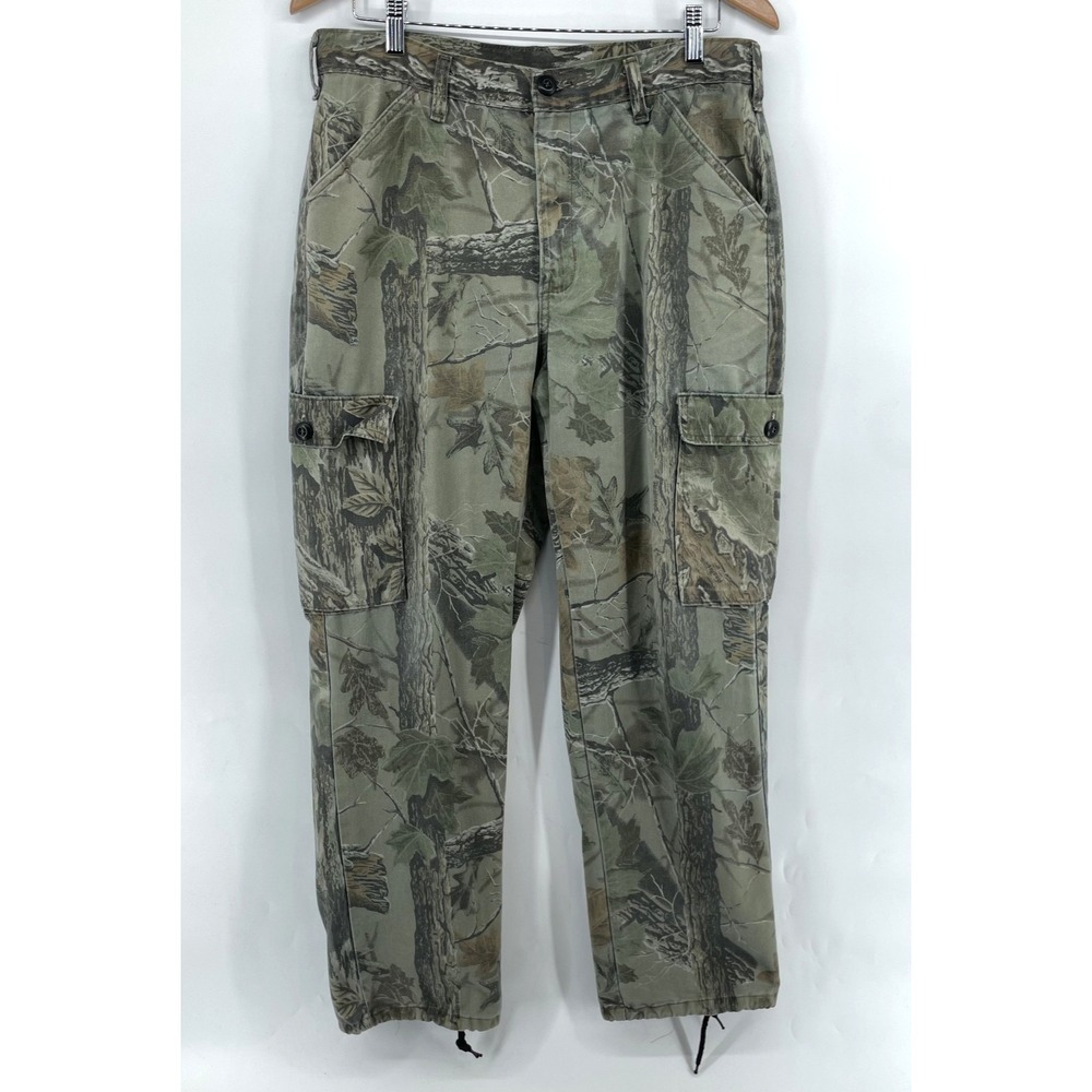 Liberty Camo Cargo Pants Mens 32x30 Realtree Hardwoods Hunting Adjustable Waist